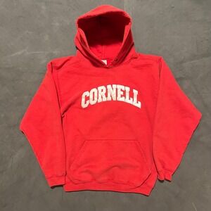 VTG Y2K Cornell‎ University Red Heavyweight Pullover Hoodie Medium Reverse Weave